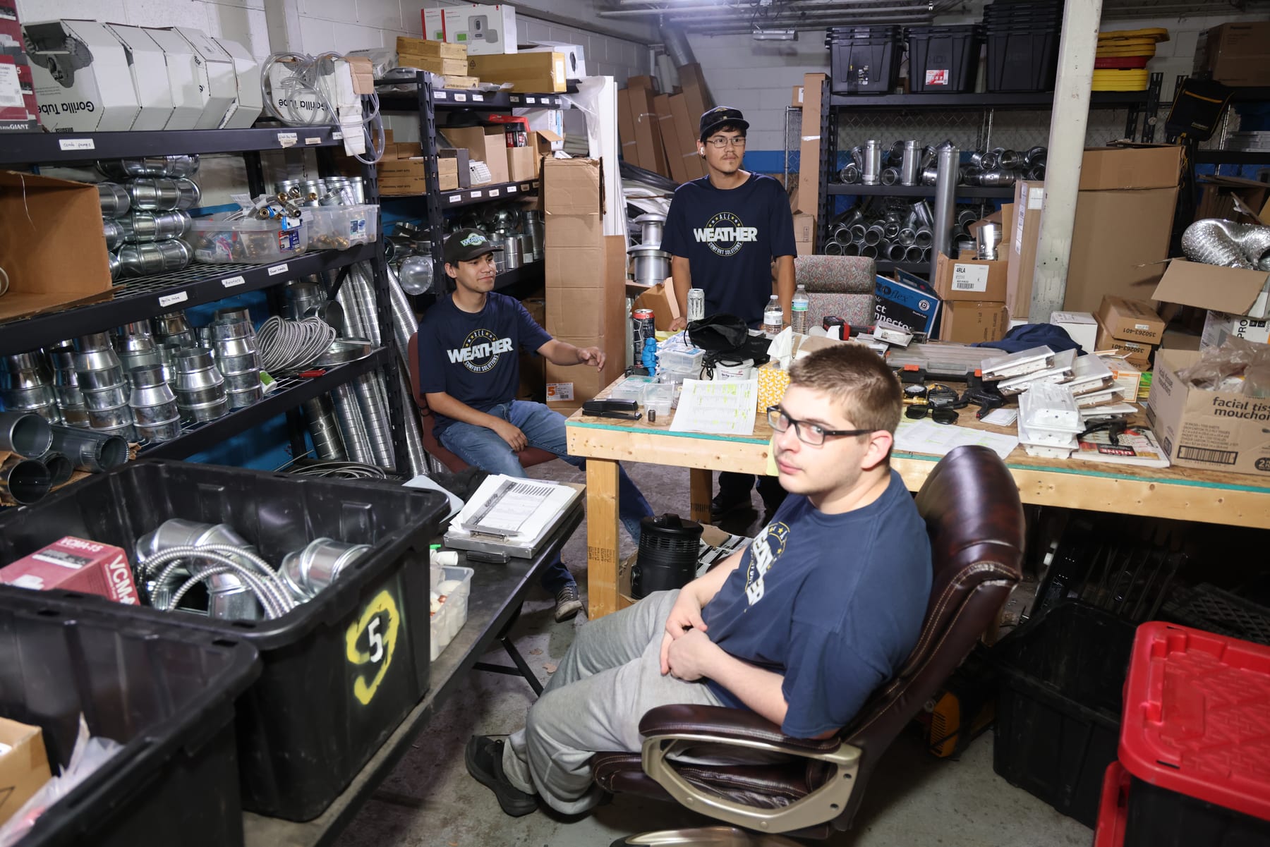 Inside the All Weather Comfort Solutions parts and service shop
