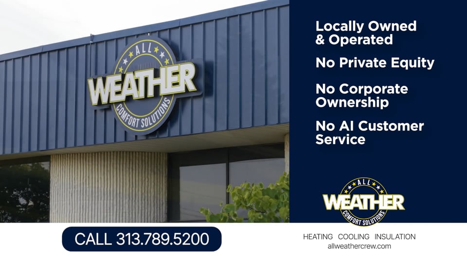 All Weather Comfort Solutions building sign with the message: locally owned and operated